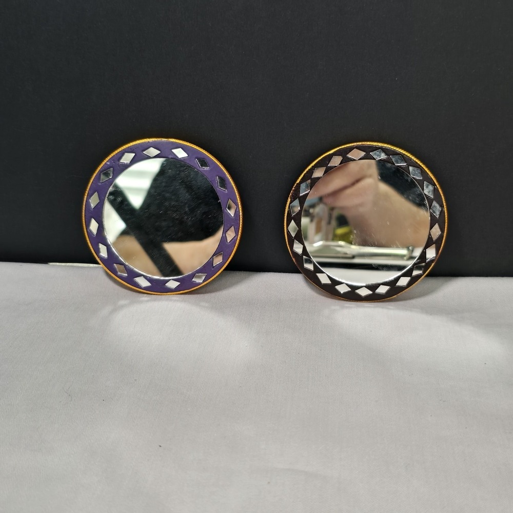 Lippan Art‎ Design Pocket Mirrors Set Of 2 One Purple One Black